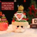 Santa Claus plush Christmas gift bag with heart window and green knit hat 20x15cm - Gold Ball Knit Heart Santa