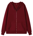 Oversized dieprode hoodie met ritssluiting en trekkoord voor tieners en jongeren - Bordeauxrood