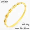 18K gold plated hollow square bangle with diamonds and chain link design, 6mm width - Chain Link Encrusted Style (KB210728-KSZ)