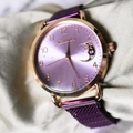 Elegant purple rose gold women's moon dial watch with Milanese mesh strap bracelet - Purple