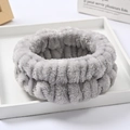 Polsino lavaggio viso in flanella grigio chiaro morbido con materiale felpato assorbente - Fascia per capelli grigia (119#)