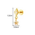 Golden titanium labret stud with diamond-set rhombus and tiny flower pendant charm - Rhombus Flower Style (T2557-5#Gold)