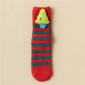 Korallenfleece Weihnachtssocken mit rot-grünen Streifen und 3D-Plüsch-Weihnachtsbaum - Kinder 1-3J / Weihnachtsbaum