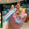 Blue Mickey shaped astronaut liquid sand keychain with Good Luck wrist strap - Mickey Head Shaker - Blue