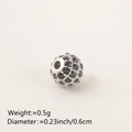 Silver bead with black zircon pavé for DIY bracelet weight 0.5g diameter 0.6cm - 6MM Black Zirconia Gun Black Plated