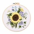 Squisito kit da ricamo girasole fai-da-te con motivi floreali in un telaio di legno - S839 Cespuglio di Fiori (Girasole)