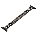 Elegant black denim style metal chain strap for smartwatches with polished ring links - 42/44/45/49mm / Black