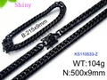 Conjunto de cadena cubana hip-hop negro mate con collar de 9mm y pulsera a juego - 21.5cm / 9mm Negro