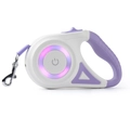 Guinzaglio retrattile bianco e viola con luce LED ad anello e impugnatura ergonomica - 3 Metri / Viola