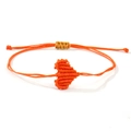 Handgewebtes orangefarbenes Herzarmband mit verstellbarem goldfarbenem Zugverschluss - Herzchenmuster Stil / Orange (X-B25021903D)