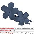 Pinza para el pelo de flor azul empolvado mate con diseño floral doble de mujer - Azul oscuro