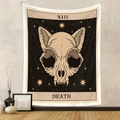 Bohemian Tarot Death wall tapestry featuring a golden cat skull design on black polyester - 73X95CM (Brushed Fabric) / Death (GT220807)