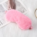 Soft pink plush sleep eye mask with elastic silk strap for comfortable blackout - Watermelon red