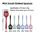 Mini silicone slotted turner spatula set in seven colors with durable iron core - Mini Small Shovel / Red
