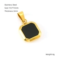 Golden stainless steel square pendant with black center and geometric cut-edge design - Gold Black Acrylic