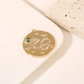 Anhänger mit 14K Goldbeschichtung, Schlangenmotiv, grünen Steinen und Zirkonia - Schlange Runde Scheibe (H-6564) / 14K Gold