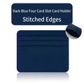Dark blue PU leather card holder with four slots and durable reinforced stitching - Dark Blue
