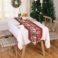 European Christmas table runner in red with festive reindeer and tassel details - Style C (180x33cm)