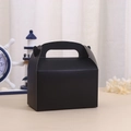 Matte black paper party favor gift box with handle for cakes and candies packaging - Black
