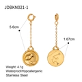 Detailed view of Aquarius zodiac earrings in gold stainless steel with star map engraving - Aquarius (JDBKN021-1)