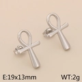 Silver Ankh cross stud earrings in stainless steel with 19x13mm size specifications - Ankh Cross / Steel