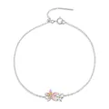 S925 Sterling Silber Kirschblüten Armband mit rosa Emaille-Blume und verstellbarer Kette - 925er Silber / Kirschblüten-Stil (SCB232)