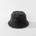 Dettaglio cappello pescatore in pile grigio scuro con spessa trama in lana riccia - M(56-58cm) / grigio scuro