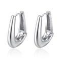 Macro shot of polished silver U-shaped earrings with reflective smooth metallic finish - U-Shaped Minimalist (MS-817) / Style 1 Steel Color
