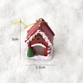 Red Christmas house ornament with snow roof and gold hanging loop, 5cm height - Red House