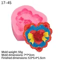 Molde de silicona rosa en forma de corazón para joyería DIY con diseño de rosa y lazo - Estilo 1-Corazón Rosa Lazo / Rosa