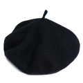 Classic black wool felt beret with minimalist top stem design for women in winter - M (56-58cm) / Black