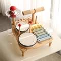 Wooden cat-shaped musical toy set with colorful xylophone and drums for kids - Cat Music Station