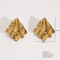 Irregular textured gold earrings in stainless steel with 36mm by 30mm dimensions - Irregular Ripple Style (660-01)
