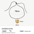 Gouden roestvrijstalen hart hanger ketting met verstelbaar zwart koord van 78cm - Hartknoop Stijl (2410ZK31221XL)