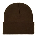 Solid deep brown knitted beanie hat with warm acrylic texture for winter outdoor wear - One Size / Dark Coffee