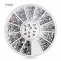 12-grid wheel set of silver and AB rhinestones for nail art DIY decoration - AB Multi-shapes Mixed Style (YX0068)