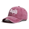 Berretto da baseball in cotone lavato bordeaux con ricamo Thuglife Outlaw bianco - Borgogna