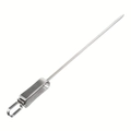 Close-up of stainless steel barbecue skewer with flat handle and sharp tip on white background - Single Skewer