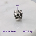 Silver skull spacer bead for DIY jewelry, 8x9.5mm stainless steel skull charm - Miniature Vintage Spacer (KLJ9094-KJX)
