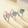 Elegant pear cut rings set in pink, white, and green stones with shimmering silver band - Platinum Gold [pink Diamond] Ljz-168 / Adjustable Open