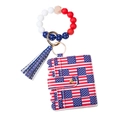 Dettaglio del bracciale con perline di silicone rosso bianco e blu con porta carte USA - Stile Porta Carte 2 (ly-36-Card2)
