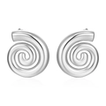 Pair of silver spiral stainless steel drop earrings with polished twisted design - 18K Gold / Silver