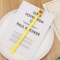 Cute yellow neutral pen featuring a 3D cartoon bear in a giraffe costume top - Yellow Cow Bear