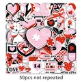 Set de 50 pegatinas de San Valentín en rosa y negro para decoración, diseño de corazón - 50 Piezas Original San Valentín Negro-Rosa