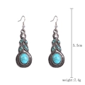 Bohemian silver drop earrings with turquoise stone and blue rhinestones, 5.5cm long - E1911-7 Vintage Turquoise Pendant Earrings