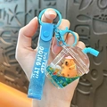 Adorable blue glitter Capybara keychain in acrylic milk tea cup for backpack pendant - Milk Tea Cup-Blue