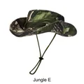Unisex camouflage jungle E fishing hat with wide brim and adjustable chin strap - One Size (56-58cm) / Jungle E