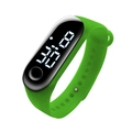 Waterproof LED sports watch with green silicone strap and digital time display - Green