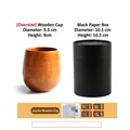 Extra large jujube wood cup with natural grain and cylindrical matte black gift box - 300ml / Extra Large Belly Cup (With Black Gift Box)