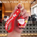 Santa Claus PVC keychain with red silicone handle and metal ring, size 5.1x3.9cm - Santa Claus-4